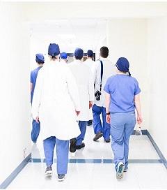 medical staff in hospiyal corridor