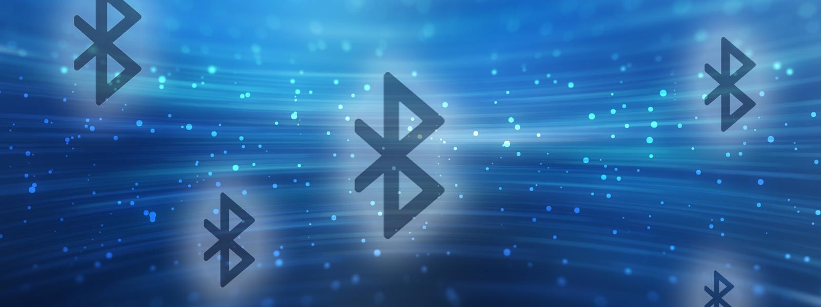 Bluetooth Low Energy (BLE) symbol on blue background
