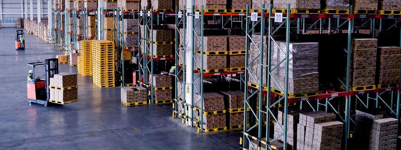 Warehouse with forklift truck