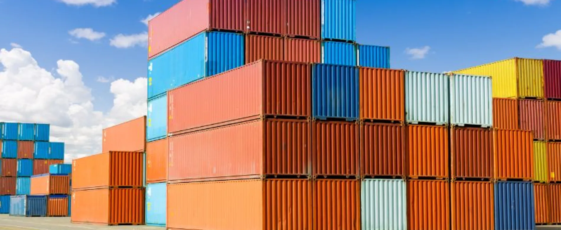 reusable container in a shipping yard