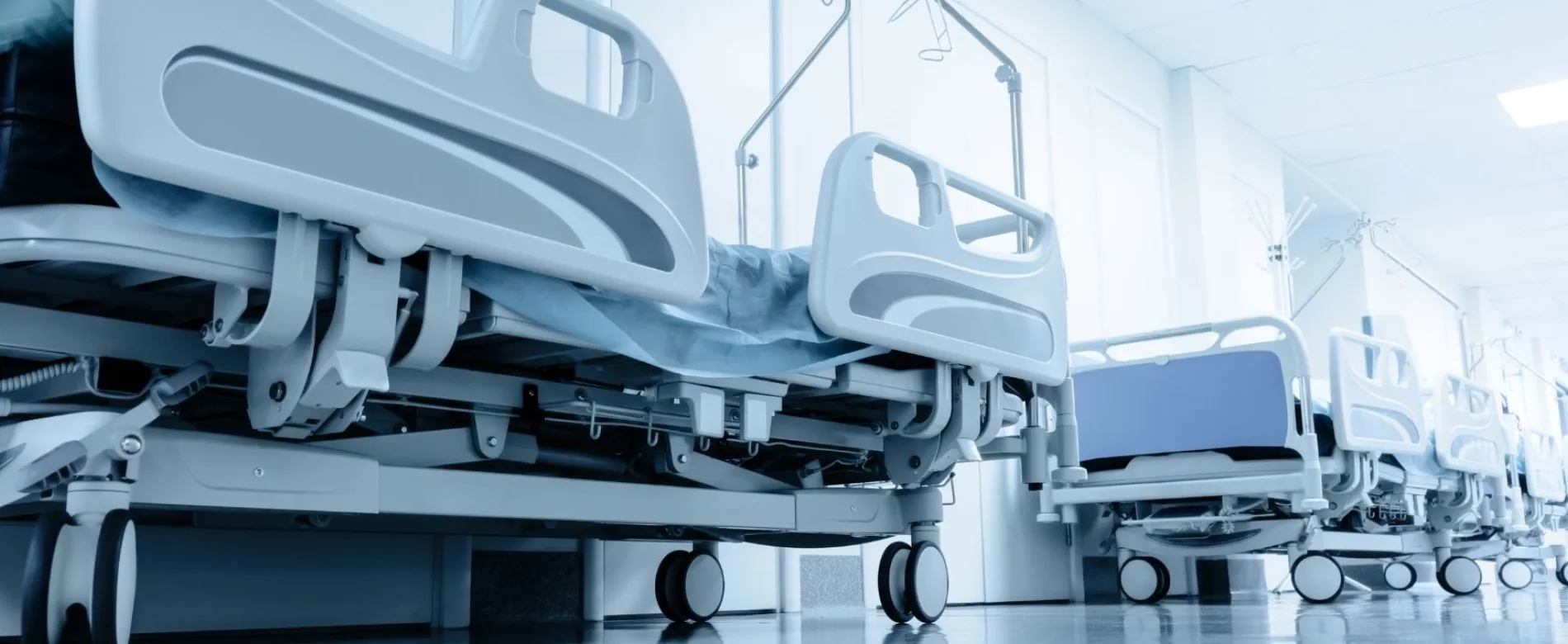 Hospital beds in corridor