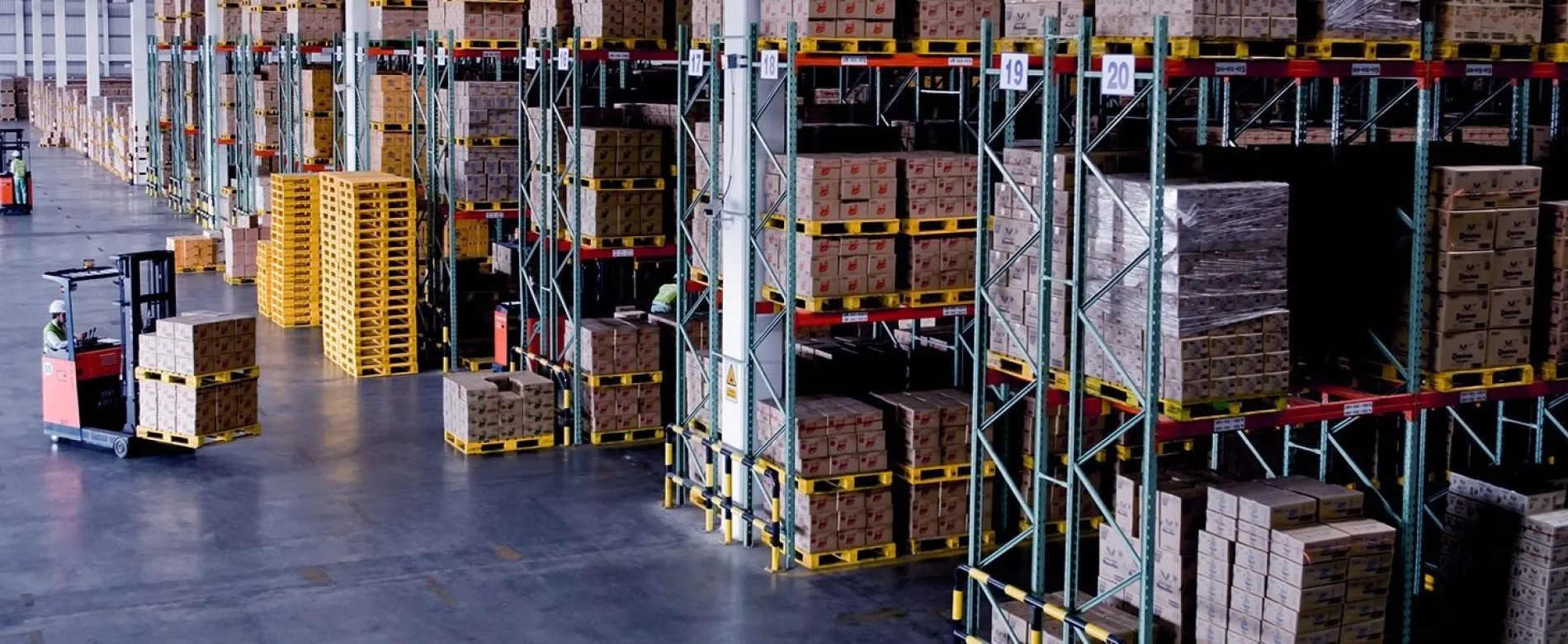 Warehouse with forklift truck