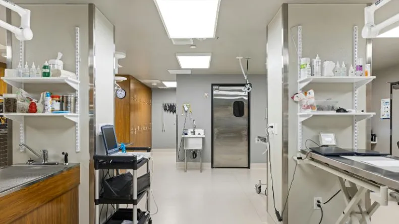 hospital equipment on shelves