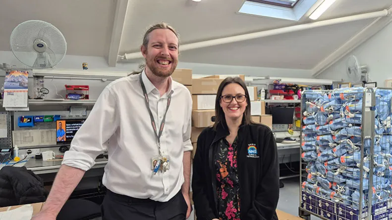 Adam Broadhurst and Jodie Holdcroft from Clinical Engineering team at North Midlands NHS Trust