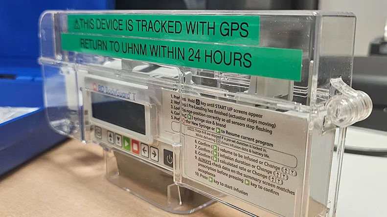 BodyGuard T infusion pump with GPS tag at North Midlands NHS Trust
