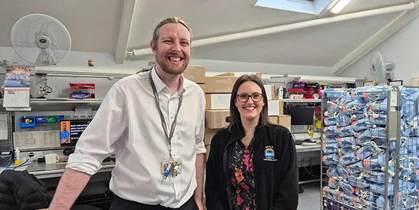 Adam Broadhurst and Jodie Holdcroft from Clinical Engineering team at North Midlands NHS Trust