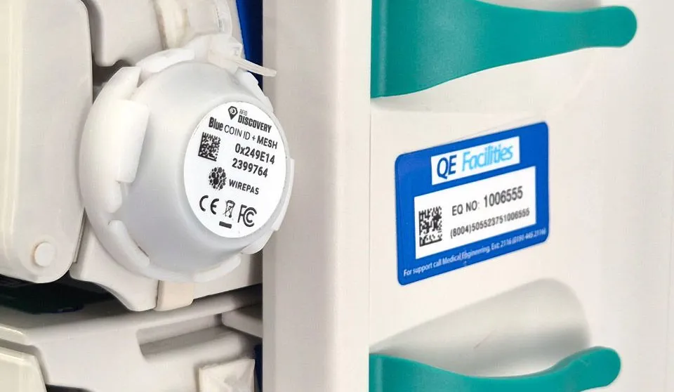 RFiD Discovery BLE tag on medical device at Gateshead NHS