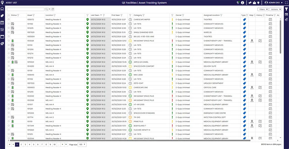 RFiD Discovery screenshot - Asset list 