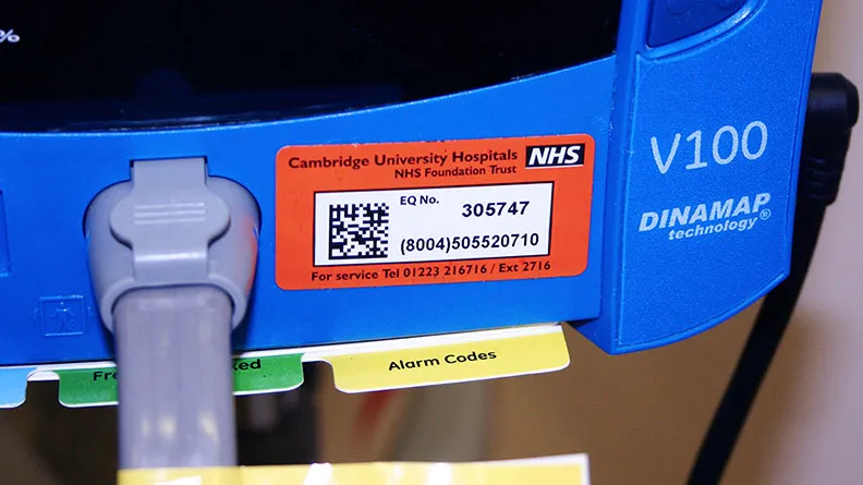 GS1 compliant asset label on medical device