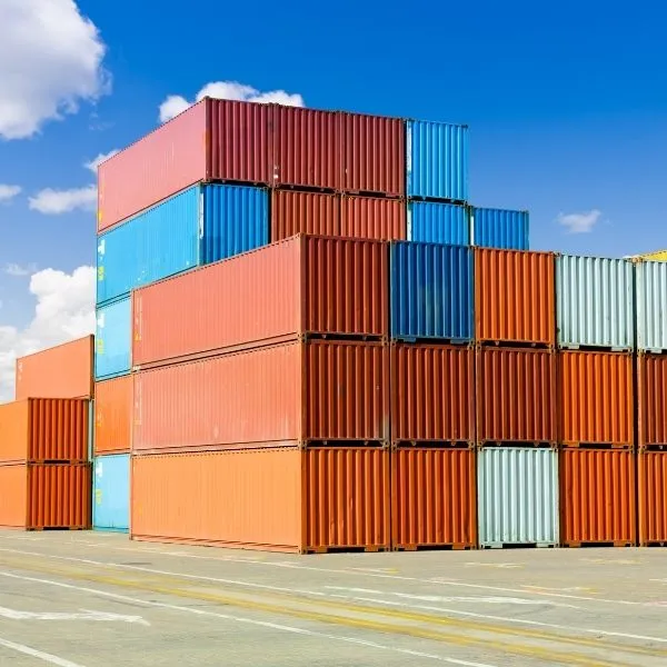 reusable container in a shipping yard