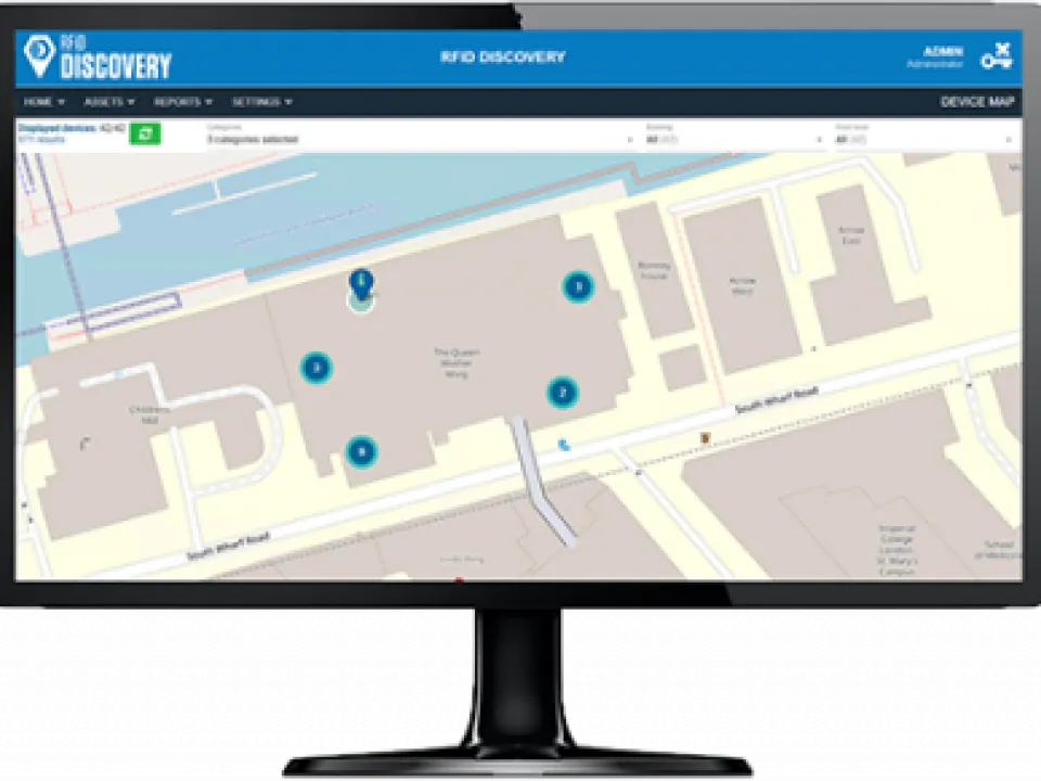 Monitor showing location map